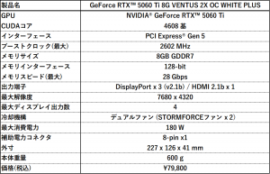 GeForce RTX 5060 Ti 8G VENTUS 2X OC WHITE PLUS
