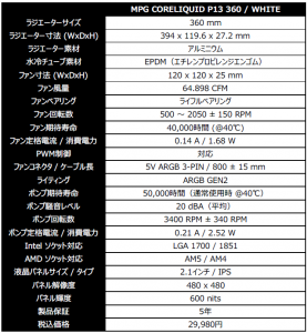 MPG CORELIQUID P13 360 / WHITE